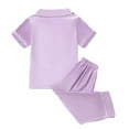 thumbnail image 4 of Toddler Boys Silk Pajamas Set Solid Summer Button Down Pajamas Pants Set Kids Pajamas Nightgown Girl Pajamas 2T, 4 of 5
