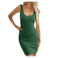 thumbnail image 1 of FAIWAD Robe Tricotée Côtelée pour Femmes Col en U Sans Manches Robe Midi Ajustée Extensible Robe de Soirée Boîte de Nuit, 1 of 6