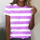 thumbnail image 1 of Fiudx Ofertas de La Semana Camiseta de Manga Corta con Cuello Redondo y Estampado a Rayas Informal a La Moda para Mujer, 1 of 4