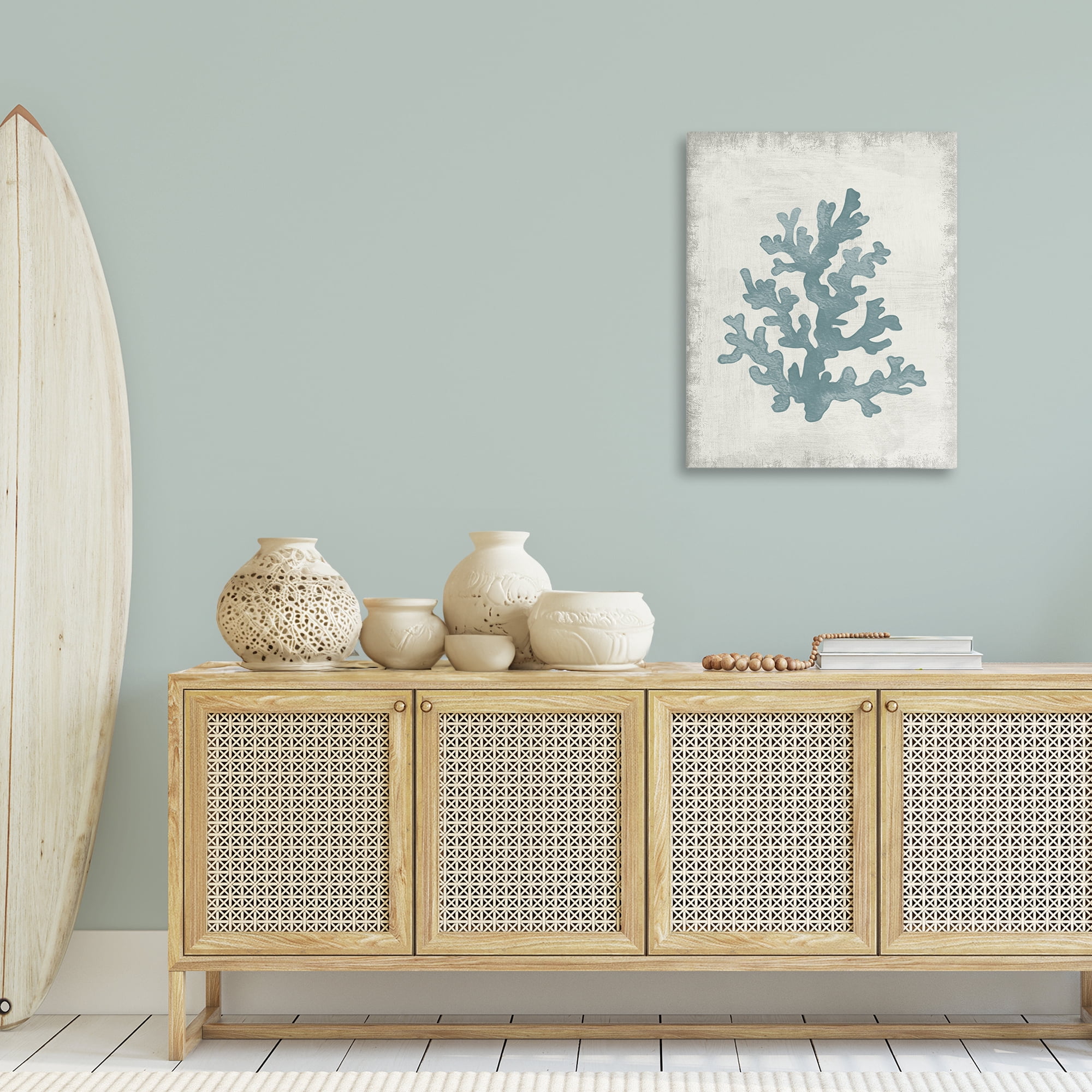 Stupell Industries Blue Coral Form Nautical & Beach Painting Wrapped Canvas Art Print Wall Art, 24 x 30