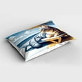 thumbnail image 2 of Ambesonne Cat Pillow Sham, Sunbathing Kitten Seaside Shore, 26" X 20", Blue Pale Mustard, 2 of 2