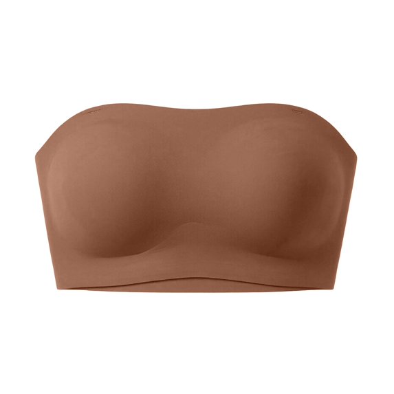 Strapless Push Up Bras for Women Colorful Lightweight Bandeau Tube Tops Seamless Wireless Bra (Coffee XXL)