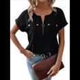 thumbnail image 2 of Blusa con Cremallera para Mujer, de Poliéster, con Botones, Corta y Cremallera, Ideal para el Tiempo Libre, Color Negro, Talla XL, 2 of 6
