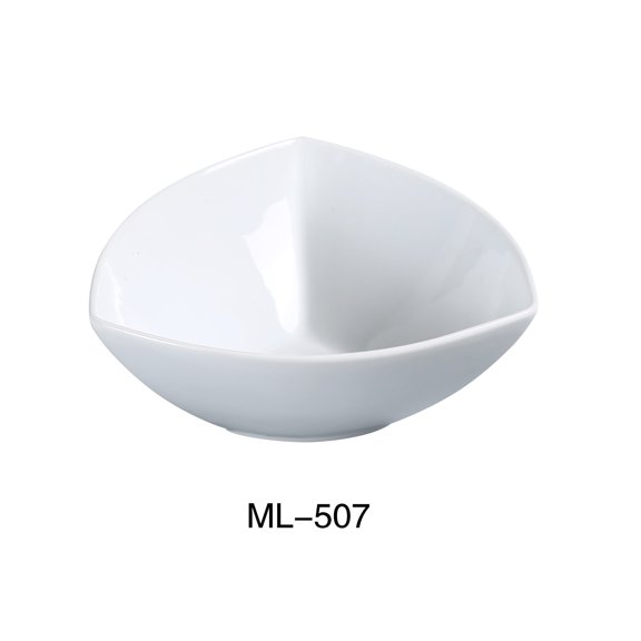 Yanco ML-507 7" Triangle Bowl, 24 oz Capacity, Porcelain, Super White, Pack of 24