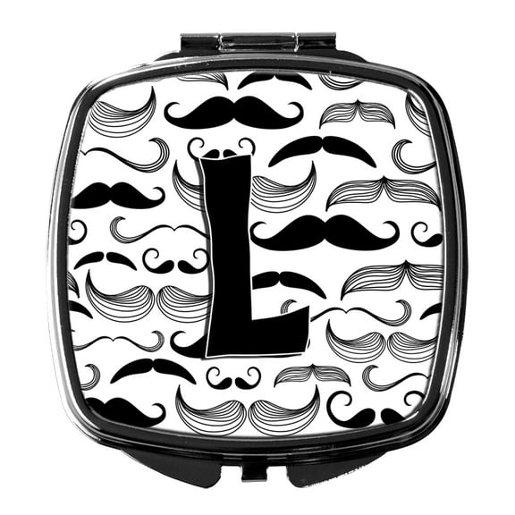 Letter L Moustache Initial Compact Mirror