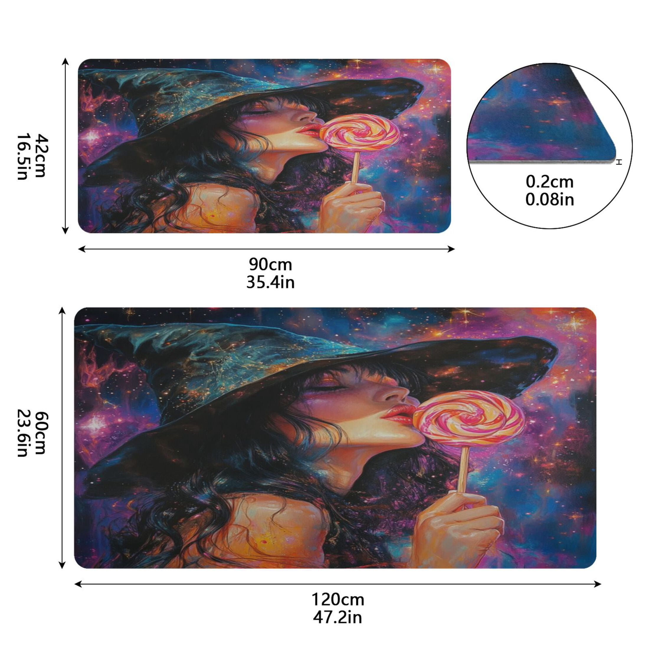 Wobogo Witch Lollipop Gaming Mouse Pad Non-slip Leather Desk Mat Water Resist Keyboard Pad for Gamer Office 16.5×35.4in