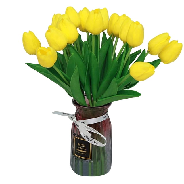 20 tulipanes artificiales, tulipanes falsos multicolores, flores artificiales para decoración del hogar, arreglos florales para bodas y fiestas.