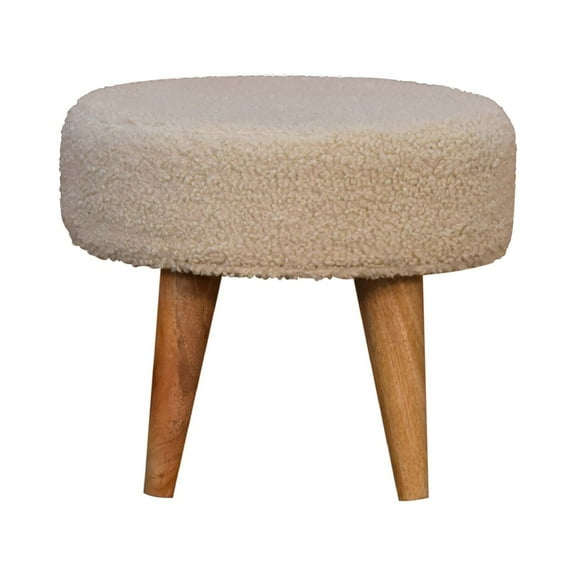 Lesuto Cream Boucle Petite Footstool - Nordic Style, Wood
