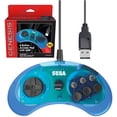 thumbnail image 1 of Controlador USB Retro-Bit Sega Genesis de 6 botones, azul transparente, 1 of 9