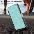 thumbnail image 6 of Magnetic Clasp Flip Stand Case for iPhone 17e with Lanyard 5-Card Holder  Butterfly Flower Multi-card Zipper Wallet Leather Phone Case,Mint Green,For iPhone 17e, 6 of 8