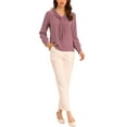 thumbnail image 2 of INSPIRE CHIC Women's Long Sleeve Blouses Chiffon Pleated Tie Neck Office Top Shirt XS Mauve, 2 of 6