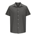 thumbnail image 4 of ZCFZJW Men's Casual Stylish Short Sleeve Button-Up Striped Dress Shirts Regular Fit Summer Cotton Beach Hawaiian Shirt with Pockets Dark Gray M, 4 of 6