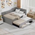 thumbnail image 3 of Euroco Upholstered Full Size Daybed with Trundle and 3 Drawers for Kids, Gray, 3 of 12