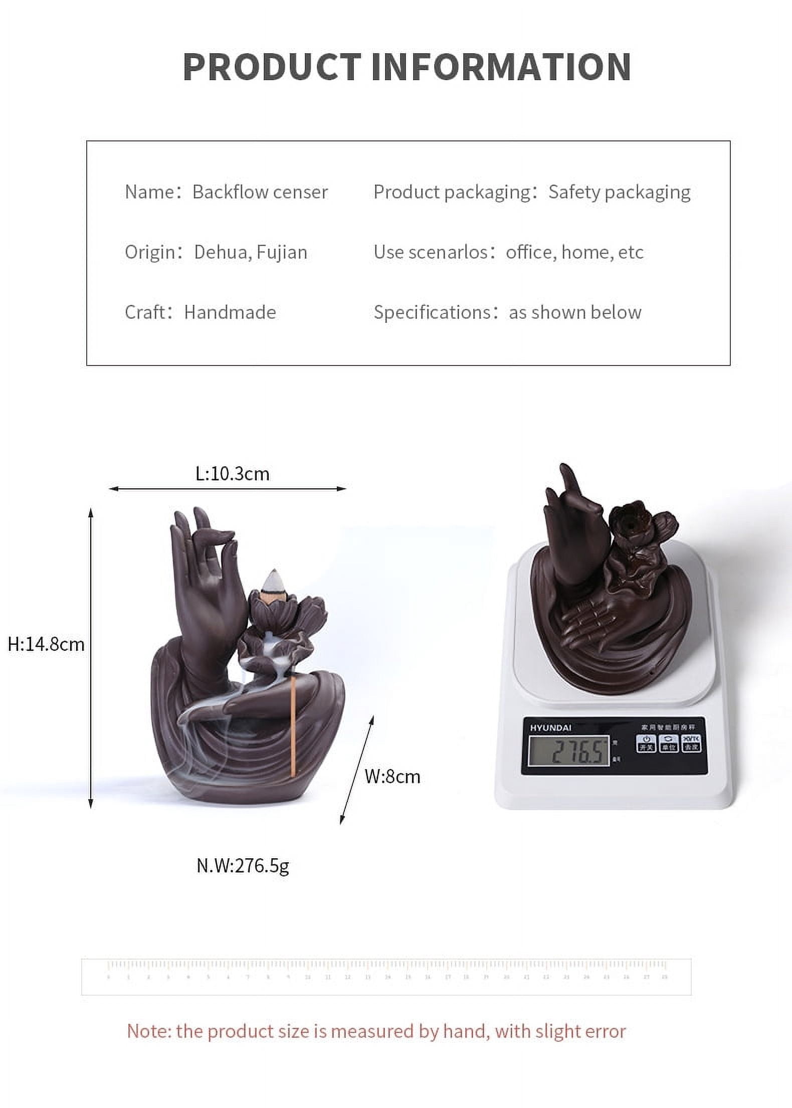 Purple Sand Backflow Incense Burner Waterfall Smoke Creative Lotus Buddha's Hand Incense Holder Censer Aroma Burner Crafts