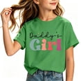 thumbnail image 2 of Girls Cotton Letter Print Short Sleeve Crewneck T-Shirt Army Green 4T-12,Size 2-3T, 2 of 6