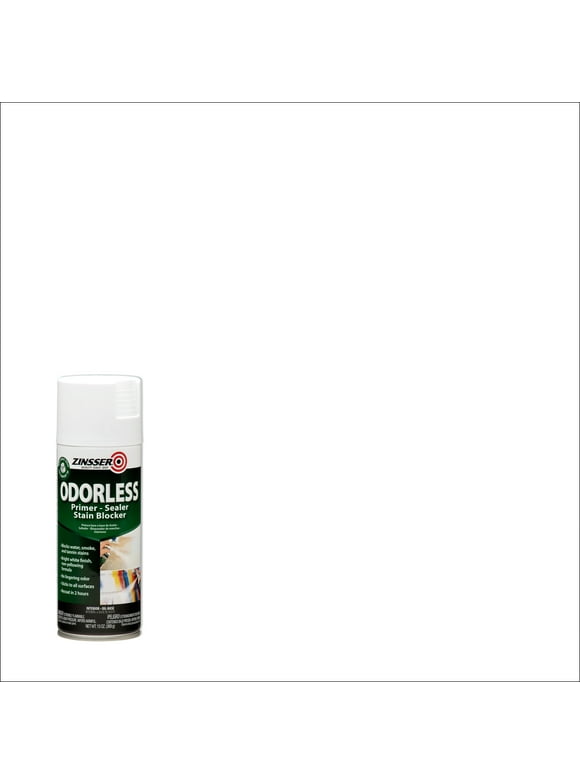 White, Zinsser Odorless Oil-Based Stain Blocker Interior Primer and Sealer Flat Spray- 3959, 13 oz.- 6 Pack