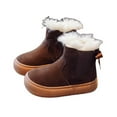 thumbnail image 3 of Comfy Girls' Fuzzy Ankle Boots Fleece Lined Slip-On Boots Soft Sole Thicken Flatform Comfortable Footwear Fashion Footwear Fleece Lined Thermal Footwear Fashion Shoes, 3 of 7