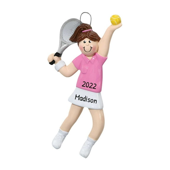Personalized Tennis Girl Brunette Ornament 2024 -Female Tennis Player Decoration Christmas Ornaments