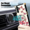 thumbnail image 2 of for Samsung Galaxy A14 Case for Women,Rivet Metal Corner Design Phone Case Cover with Bling Diamond Ring Suitable for Samsung Galaxy A14 4G/ 5G 6.6" BF-Pink Butterfly, 2 of 18