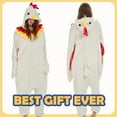 thumbnail image 2 of SWEETXIN Adult Chicken Unisex Onesie Pajamas Halloween Cosplay Costume Suit for Women and Men Jumpsuit SizeL, 2 of 7