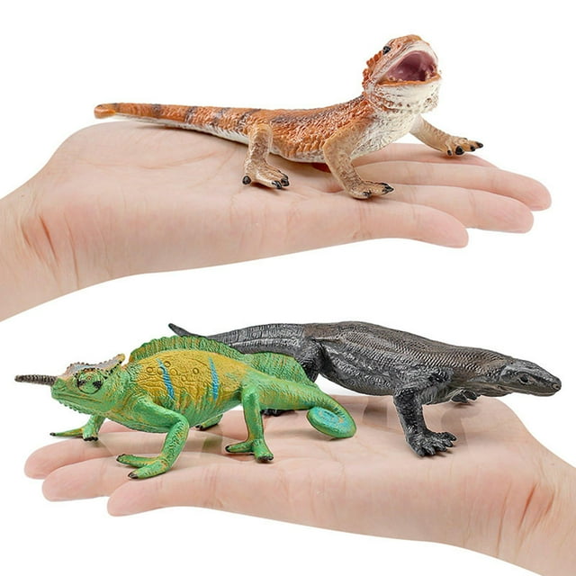 de ón de de animales de 3 piezas, conjunto de camaleón, modelos de animales de , estante coleccionable, decoración de Macarena Figuras de simulación