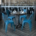 thumbnail image 2 of 4 Pk. Distressed Antique Blue Metal Indoor-Outdoor Stackable Chair, 2 of 9