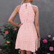 thumbnail image 3 of Vestido Halter Sin Mangas A Cuadros,Vestido Halter Sin Mangas A Cuadros Sin Mangas Con Volantes Vestido Corto A Cuadros Halter Calidad En La Que Puedes Confiar, 3 of 6