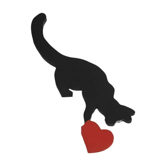 Cat Heart Door Topper, Valentines Day Cat Door Decor, Farmhouse Black Cat Over the Door Sitter, Window Sill Decoration