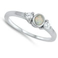 thumbnail image 4 of CHOOSE YOUR COLOR Clear CZ Oval White Simulated Opal Ring .925 Sterling Silver Band Female Size 8, 4 of 4