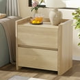thumbnail image 3 of Nightstand Set of 2 with 2 Drawers, Modern End Table Bedside Table for Bedroom, Large Night Stands with Cut-Out Handle, Oak, 3 of 8