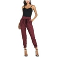 thumbnail image 1 of Pantalones pitillo de cintura alta para mujer - Bolsillo con lazo, poliéster liso, ropa informal/de fiesta, largo completo, S-XXL, 1 of 4