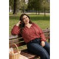 thumbnail image 5 of CASSIE LIZ Plus Size Womens Tops Red Long Sleeve Boho Blouses V Neck Chiffon Shirts Elegant Casual Fall Shirts with Drawstring Neckline XL 14W 16W, 5 of 7