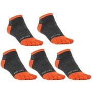 FUN TOES Men Toe Socks Barefoot Running Socks Size 6-12 Value Pack of 5 Pairs Grey/Orange