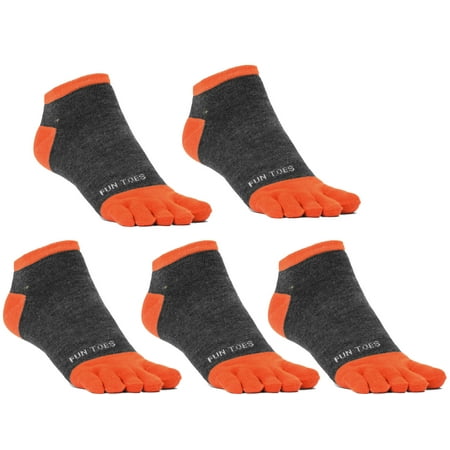 FUN TOES Men Toe Socks Barefoot Running Socks Size 6-12 Value Pack of 5 Pairs (Best Toe Socks For Running)
