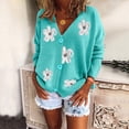 thumbnail image 2 of Towmus Women Flower Print Single- Long Sleeve Knitwear Cardigan Winter V-neck Pullover Cute Cardigan Sweaters, 2 of 6