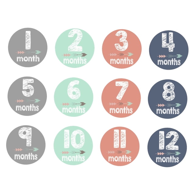 12 pegatinas mensuales para bebés, autoadhesivas, para álbumes de recortes y recuerdos.