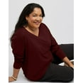 thumbnail image 4 of Hanes Women's Long Sleeve V-Neck Cotton T-Shirt (Plus Size) Mulled Berry 2X, 4 of 4