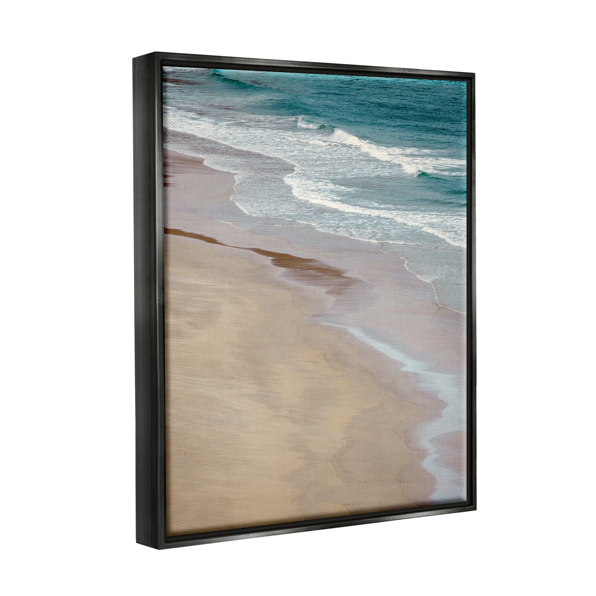 Stupell Industries Aerial View Ocean Water Foamy Coast Beach Photograph Luster Gray Floating Framed Canvas Print Wall Art, Design by Danita Delimont
