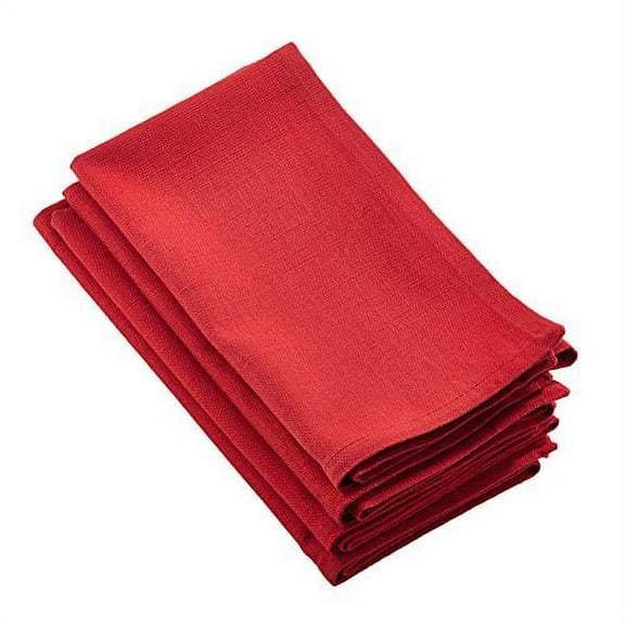 Fennco Styles Juliana Collection Solid Design Cotton Dinner Napkins 20" Square - Set of 4 (Coral)