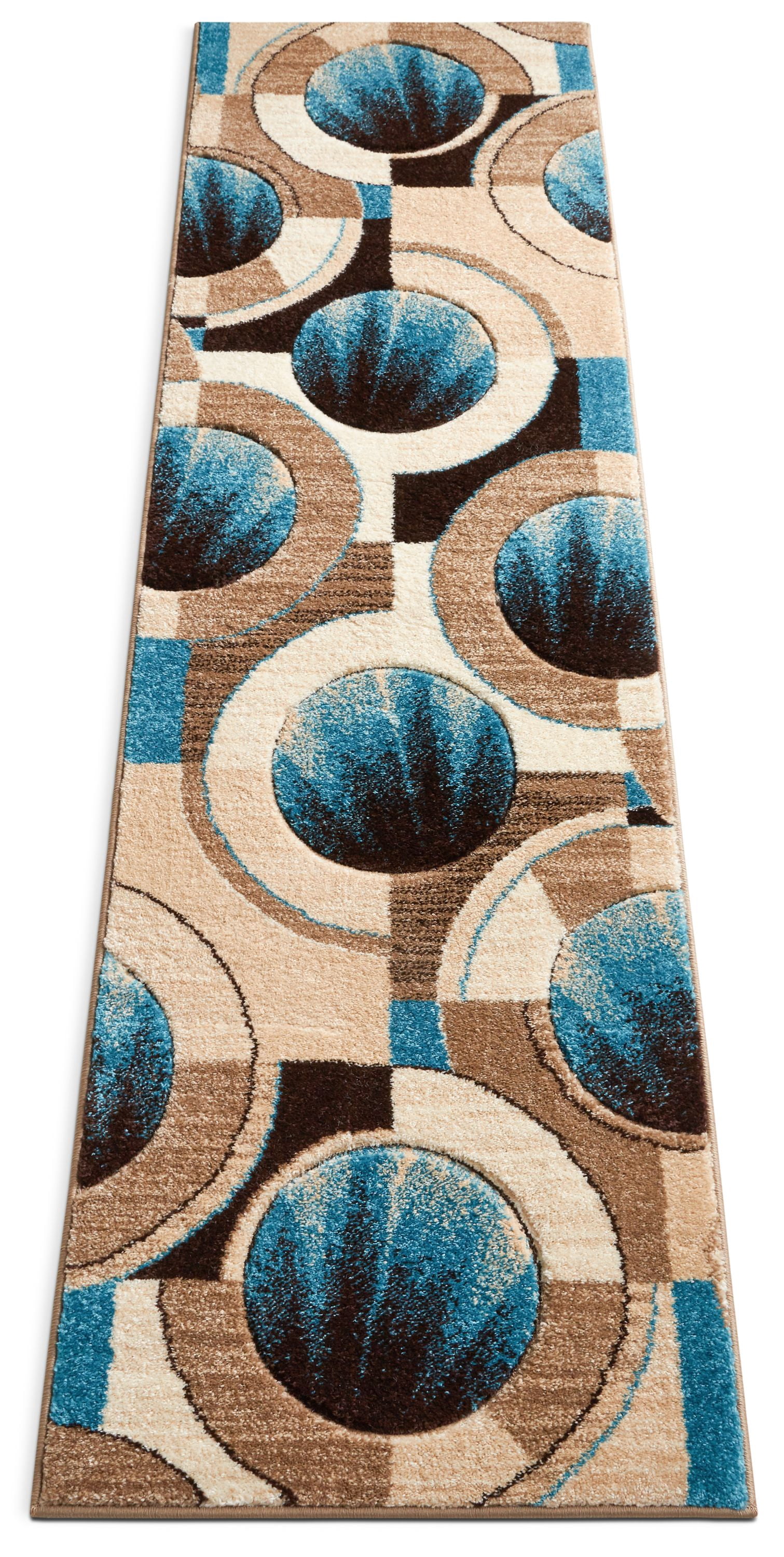 Well Woven Ruby Yolo Mid-Century Modern Geometric Blue 2' x 7' 3D High-Low Runner Area Rug