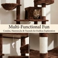 thumbnail image 4 of 68in Tall Multi-Level Green Cat Tree with Hammocks, Hanging Basket, Cat Cave, Removeable Cushion, Scratching Posts - Plush Cat Tower for Indoor Cats, Perfect for Multiple Cats Brown, 4 of 5