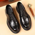 thumbnail image 5 of Men's Leather Brogue Oxford Dress Shoes, British Style Platform Chunky Sole Lace-Up Business Formal Shoes, 5 of 6