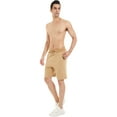 thumbnail image 6 of Tyhengta Mens Shorts Casual Comfortable Workout Shorts Drawstring Zipper Pockets Elastic Waist Khaki 32, 6 of 8