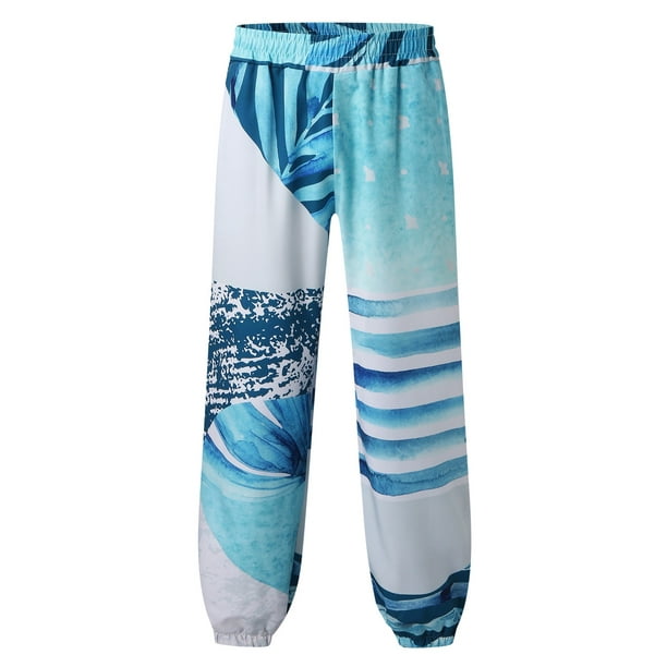 nsendm Mens Pants Adult Male Pants Big and Tall Pants Mens Pants Casual  Versatile All Print Loose Plus Size Pants Fashion Beach Pocket Stretch Waist(Light  Blue,XL) 