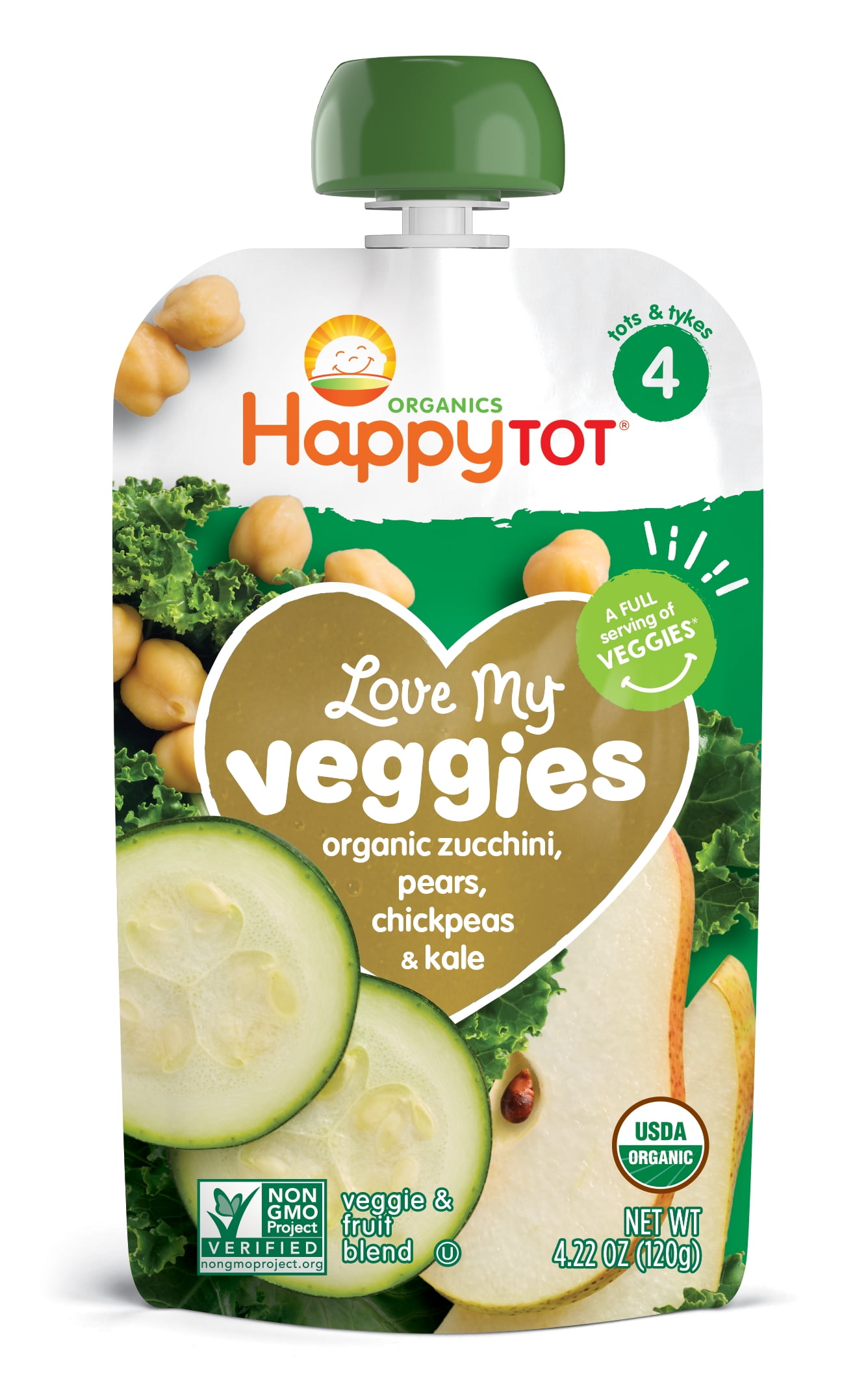 Happy Tot Organics Love My Veggies Zucchini, Pears, Chickpeas & Kale