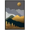 thumbnail image 3 of PixonSign Framed Canvas Print Wall Art Mountain Peaks Forest and Moon Nature Wilderness Illustrations Modern Art Decorative Elements Scenic Colorful Boho Decor for Living Room, Bedroom - 16"x24" Black, 3 of 5