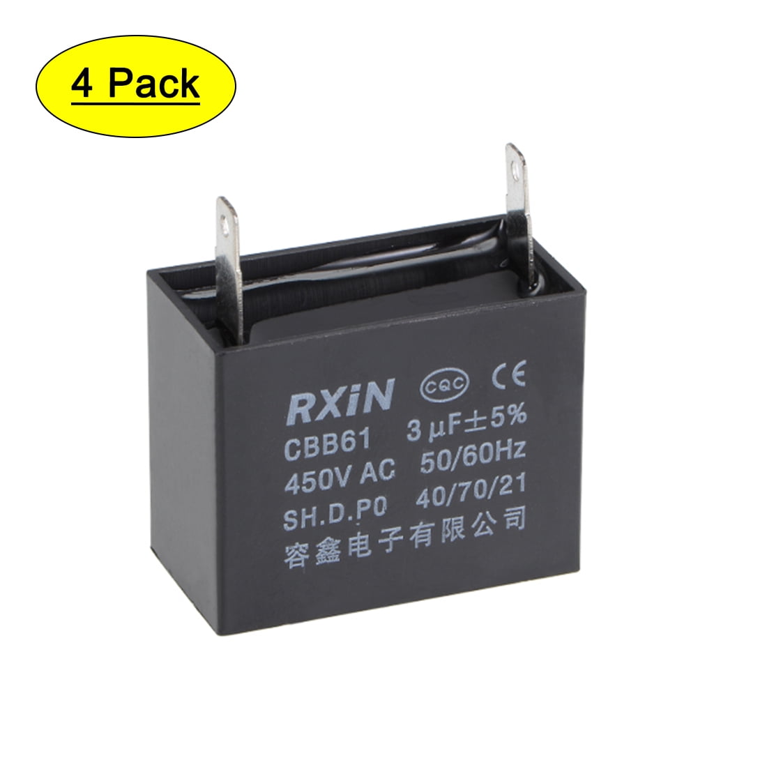 2 Terminal CBB61 Ceiling Fan Capacitor 3uF 450V, AC Start Run