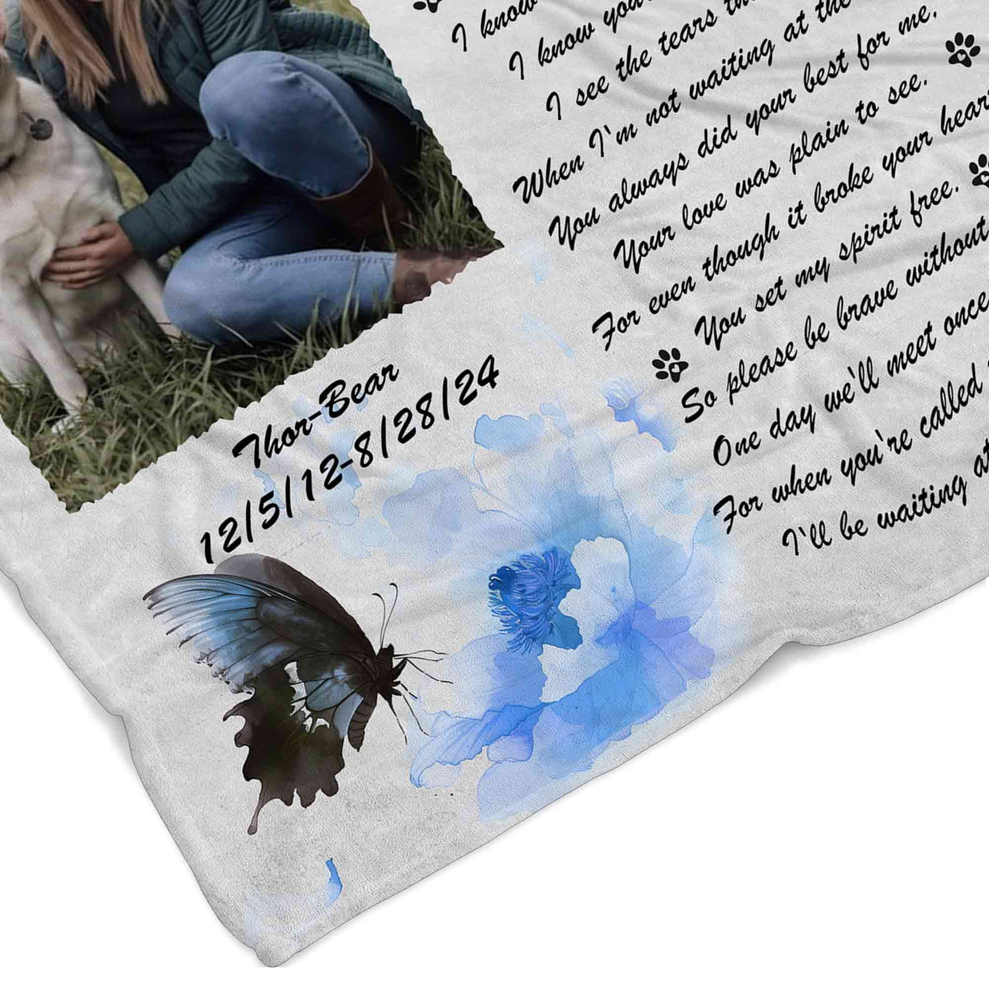 Customizaholic Personalized Memorial Photo Blanket, Pet Memorial Blanket, Dog Memorial Blanket, In Loving Memory Blanket, Dog Sympathy Gifts, Pet Loss Gifts