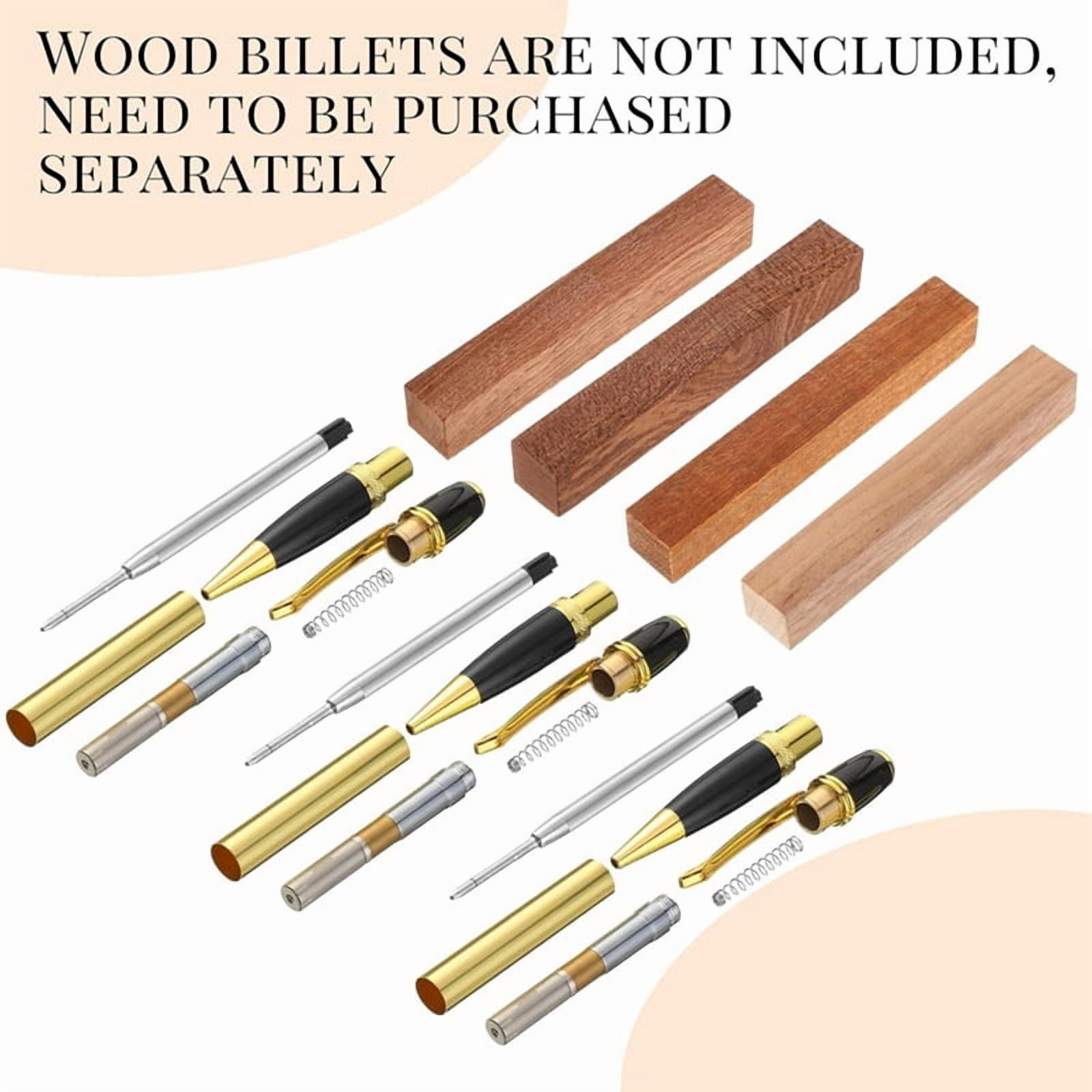 12-Pack Wooden Pen Set, Rotating Ballpoint Pen Set with Replacement Copper Turntable, DIY Classroom Supplies C