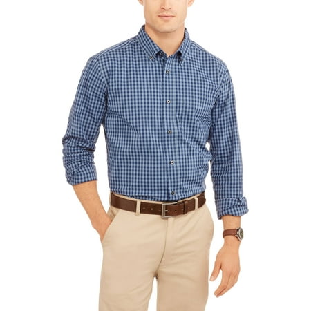 Men's Long-Sleeve Wrinkle-Resistant Poplin Shirt - Walmart.com